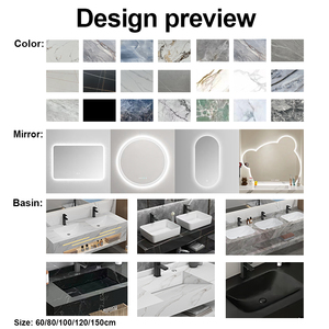 Mueble de Baño Flotante Comercial para Hotel con Doble Lavabo, Mueble de Pared con Lavabo de Piedra Sinterizada para Proyectos de Villas y Apartamentos - Product Image 5
