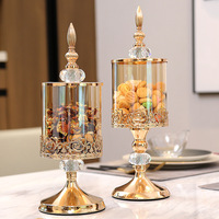 Pot à bonbons en verre haut de gamme de luxe européen en acacia pour la cuisine, le salon, la table basse et la décoration du dos de l'école.