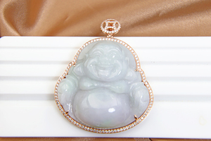 Pendentif personnalisé en argent 925, statue de Bouddha en jade naturel, plaqué or 18 carats, noir, blanc, vert, avec moissanite VVS, certificat GRA - Product Image 4