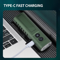Lampe torche en alliage d'aluminium vert, rechargeable par USB, avec lumière latérale laser verte, faisceau de 200-300 m pour le camping