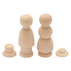 Muñecas de madera de color natural con sombreros, 18 cm, juguete educativo DIY para niños de 2 a 4 años. - Product Image 4