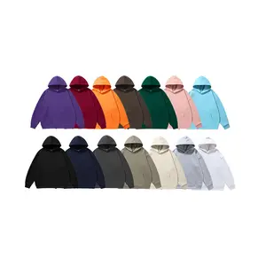 380g Autumn Winter Unisex Sweatshirts Brushed Solid Color Customized Printed Logo Sweaters Men's Drop Shoulder Hoodies