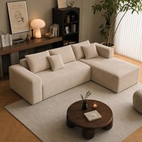 Canapé modulaire sectionnel en L moderne sans structure, personnalisable, en tissu velours côtelé, compressé sous vide, fourni en gros par l'usine