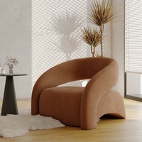 Fauteuil d'appoint moderne et minimaliste en velours floqué, design léger et courbé, pour salon, villa ou maison