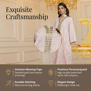 เดรสยาวผ้าแจ็คการ์ดสีบลัชประดับเลื่อมสำหรับผู้ซื้อสินค้าบูติก - Product Image 2