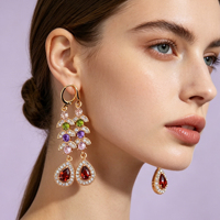 Anting Gantung Perhiasan Fashion Zirkon Warna-warni Lapis Emas 18k Kualitas Tinggi Grosir Terbaru 2024 Aretes Pendientes Brincos Joyeria