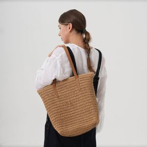 Bolsos de mano de paja natural tejidos a mano con cierre de cremallera, ideales para la playa, para mujer, gran éxito de ventas para las vacaciones de verano. - Product Image 2