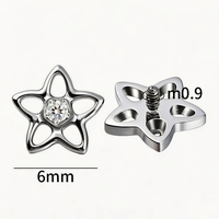 Hollow Pentagram Zircon ASTM F136 G23 Titanium Internal Thread Hypoallergenic Nickel Free Cartilage Body Piercing Earring