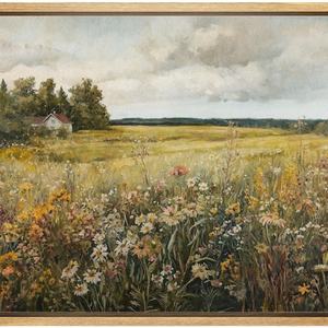 Contemporary Landscape Oil <b>Painting</b> Hand-Painted <b>Framed</b> Art <b>for</b> Retro-Modern Home Office Handmade Decor - Product Image 2