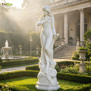 Statue de femme en marbre <span class=keywords><strong>blanc</strong></span> sculptée à la main, taille réelle, sculpture de jardin, figure de dame classique, décoration extérieure pour villa, patio, pelouse - Product Image 1