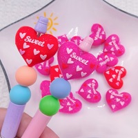 Perles en vrac en silicone PVC 3D en forme de cœur irrégulier de dessin animé kawaii pour la fabrication de bijoux et de colliers de stylo