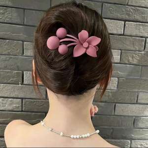 Elegante estilo europeo de color sólido accesorios para el cabello para las mujeres al por mayor de plástico esmerilado flor pinza de pelo - Product Image 3