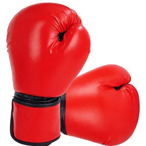 Gants de boxe en cuir rouge à doigts entiers avec fermeture à lacets au poignet, emballage personnalisable, impression par transfert thermique pour adultes - Product Image 3