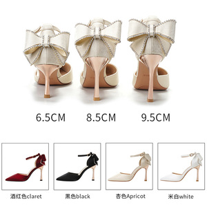 Zapatos de Tacón Alto Mary Jane con Punta Puntiaguda, Tacón de Aguja, Correa en el Tobillo, Decoración de Lazo de Satén, Zapatos de Mujer para Primavera, Vestido Formal de Boda - Product Image 2