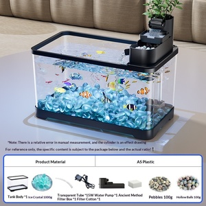 プラスチック製エコフレンドリー50Lクリアラウンドデスクトップ水槽 家庭用ベタ水槽 ブラックプラス21 - Product Image 2