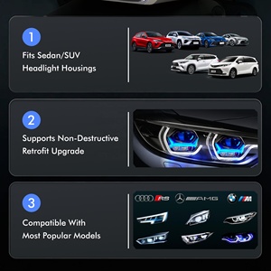 Nouvel Arrivage Phare LED H4 Super Lumineux à Trois Lasers, Lentille de Projecteur Bi-LED de 3,0 Pouces, Faisceau Hi/Lo, 200W/130W, Coupe-Feuille Plat - Product Image 6
