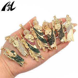 직접 통관 판매 종교 황동 금도금 펜던트 지르콘 돌 성모 마리아 펜던트 어린이 유행 보석 - Product Image 1