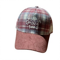Topi Bisbol Bordir Motif Kotak-kotak Jepang Unisex, Dapat Disesuaikan, 6 Panel, Visor Berhuruf, untuk Musim Gugur dan Musim Dingin, Gaya Kasual