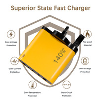 Pengisi Daya Cepat GaN 140W PD 3.1 5 Port USB-C Adaptor Daya Desktop QC3.0 Stasiun Pengisian Daya Multiport Kecepatan Tinggi untuk Laptop Colokan UK