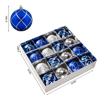 Juego de 16 Adornos Navideños de Alta Calidad, Bolas de 80mm en Plata, Oro y Rojo, Surtidas con Brillantina UV, Decoraciones para Interiores y Exteriores