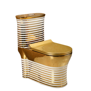 Stripe Flower Pattern Golden Siphonic Tornado <strong>Toilets</strong> Porcelain Sanitary Ware Wc <strong>Flash</strong> Luxury Bathroom Ceramic One Piece <strong>Toilets</strong> - Product Image 1