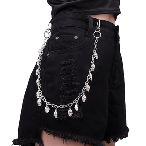 Pendentif Crâne en Argent Tibétain Unisexe Adulte Chaîne de Taille Halloween Simple Couche Blanche K Accessoire de Mode - Product Image 2
