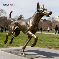 Уличная ручная Литая Бронзовая Скульптура Dobermann Pinscher металлические статуи собаки для продажи садовой бронзовой статуи Doberman для продажи