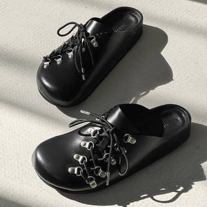 Men's Women Summer Outdoor Waterproof Flat Mules <b>Sandals</b> Rubber Sole PU Upper Lightweight Slip-On Retro Breathable Beach Walking - Product Image 4