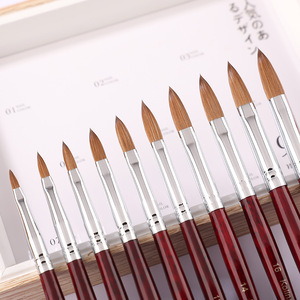 Pinceau à poudre acrylique pour ongles avec manche en bois rouge, 50% poils de Kolinsky, logo personnalisé, pinceau professionnel pour manucure et nail art en salon - Product Image 4
