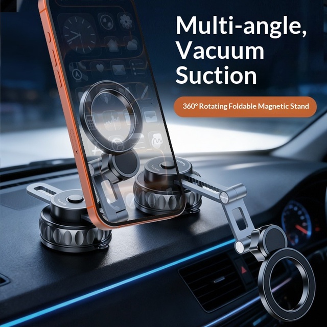 N52 Strong Magnetic Aluminium Alloy Dashboard Mount 360 Rotation Phone Mount Double Ring Magnet Stable Anti-Fall for iphone 12+