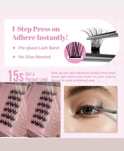 Nouvelle Arrivée 2026 – Cils à Presser Pré-Collés, Cils en Grappe Sans Colle, Imperméables, Auto-Adhésifs pour DIY à Domicile & Extensions de Cils - Product Image 1