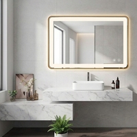 Miroir LED encadré rectangulaire arrondi en stock pour salle de bain
