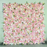NINI Offre Spéciale Tapis de Rideau Floral Moderne Rouge Fait Main Écologique Personnalisable en Soie Artificielle Rose pour Décoration Murale de Mariage
