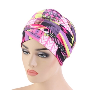 <span class=keywords><strong>Turban</strong></span> en coton à longue queue pour femme, <span class=keywords><strong>foulard</strong></span> imprimé géométrique, vente en gros - Product Image 4