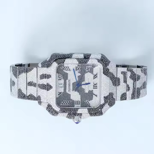 Montre pour homme en acier inoxydable avec mouvement à quartz, diamant moissanite VVS supérieur, luxe, mode, esthétique polie - Product Image 5