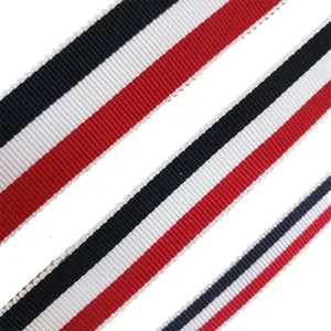 Wholesales Customized Design Petersham Gross Grain Tricolor Striped Nylon Rainbow Grosgrain Ribbon For Hat