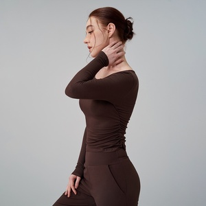 Maglietta Casual leggera e ecologica da <span class=keywords><strong>donna</strong></span> maglia da <span class=keywords><strong>palestra</strong></span> rapida asciugatura senza cuciture a maniche lunghe traspiranti sport all'aria aperta attivi - Product Image 6