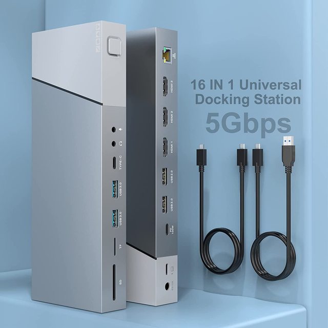 Laptop Hub USB C to 3 HDMI 4K+100W Type C PD+RJ45 Ethernet+4 USB+USB C(5Gbps)+3.5mm Audio Docking Station Triple Display for Mac