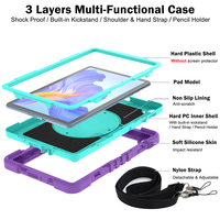 Housse de protection durable pour tablette, antichoc, avec protection à 360° °   Support rotatif avec poignée et sangle d'épaule pour Honor Pad X8, idéal pour les voyages
