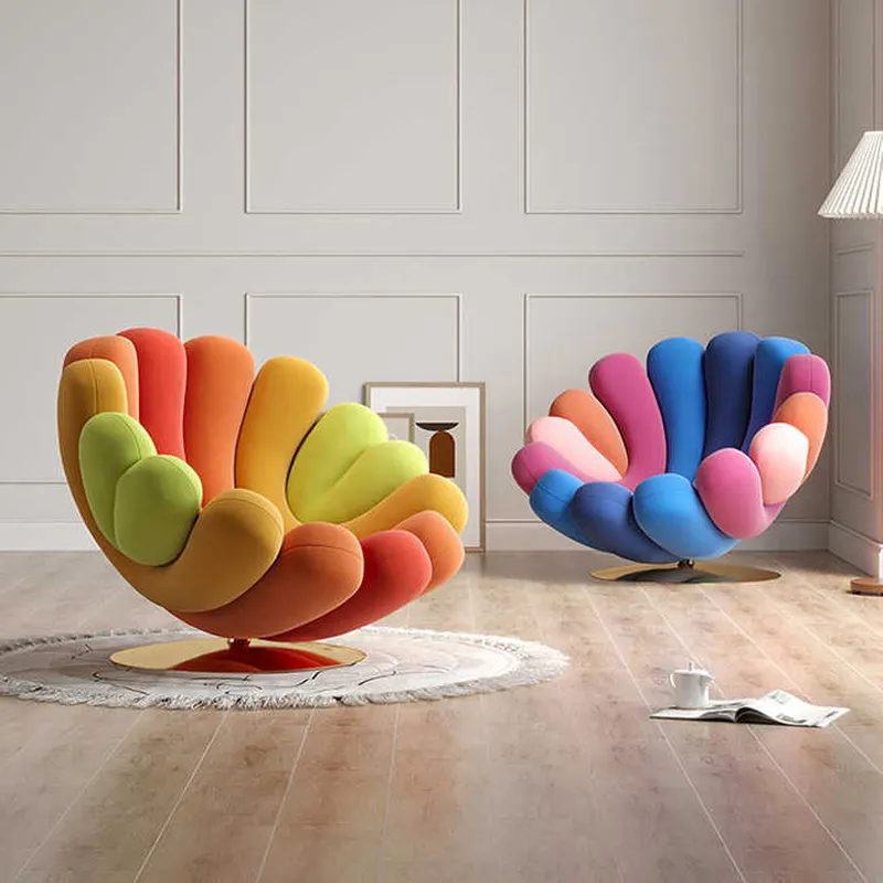 Fauteuil de loisirs design italien avec accoudoir coloré fauteuil de canapé moderne en tissu velours anémone fauteuil de loisirs pivotant