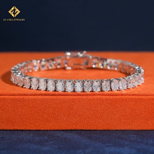 S925 Silver Round Brilliant Cut Moissanite Tennis Bracelet Pass Diamond Tester 3/4/5mm Full <b>Iced</b> <b>Out</b> <b>Chain</b> Diamond Link Bracelet - Product Image 4