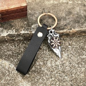 Porte-clés de style viking nordique en acier inoxydable avec pendentif flocon de neige, accessoire en cuir pour homme, cadeau, breloque - Product Image 3
