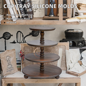 Moldes de silicona ecológicos al por mayor para posavasos y bandejas, diseño redondo de lazo y mariposa, soportes para pasteles, 1 pieza, solo lavar a mano - Product Image 2