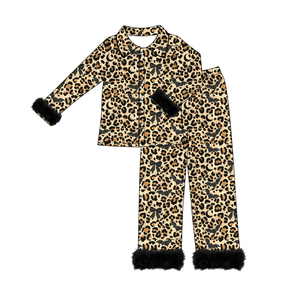 Pyjamas d'été décontractés sans col pour femmes adultes certifiés CPC & CPSIA, tenues de famille, nouveaux designs léopard pour Halloween, précommande - Product Image 4