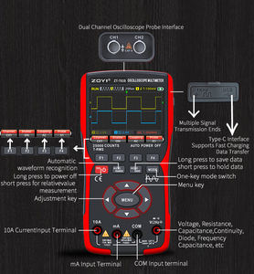 Oscilloscopio Multimetro Digitale Zoyi Zt-703s a 2 Canali con Generatore di Segnale - Product Image 4