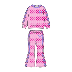 Conjunto de Ropa para Niñas Pequeñas, Sudadera con Lindos Puntos Coloridos, Pantalones a Rayas con Corte Acampanado, Pre-venta - Product Image 2