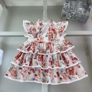 Vestido Casual de Verano para Niñas, Cuello Redondo, Manga Larga, Estampado Floral, Chifón de Algodón Ecológico y Transpirable - Product Image 6