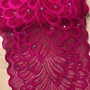 Width 18 cm Black White Silver Metallic <strong>Sequins</strong> Nylon Spandex Elastic <strong>Bra</strong> Lace Trim for Garment Accessories Decoration Wide Lace - Product Image 1