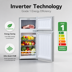 Refrigerador GOME <span class=keywords><strong>de</strong></span> 78L, Mini, Doble Puerta, Autodescongelante, Clase <span class=keywords><strong>de</strong></span> Ahorro Energético, <span class=keywords><strong>Bajo</strong></span> <span class=keywords><strong>Consumo</strong></span>, Refrigerador Pequeño, Congelador para Dormitorio - Product Image 3