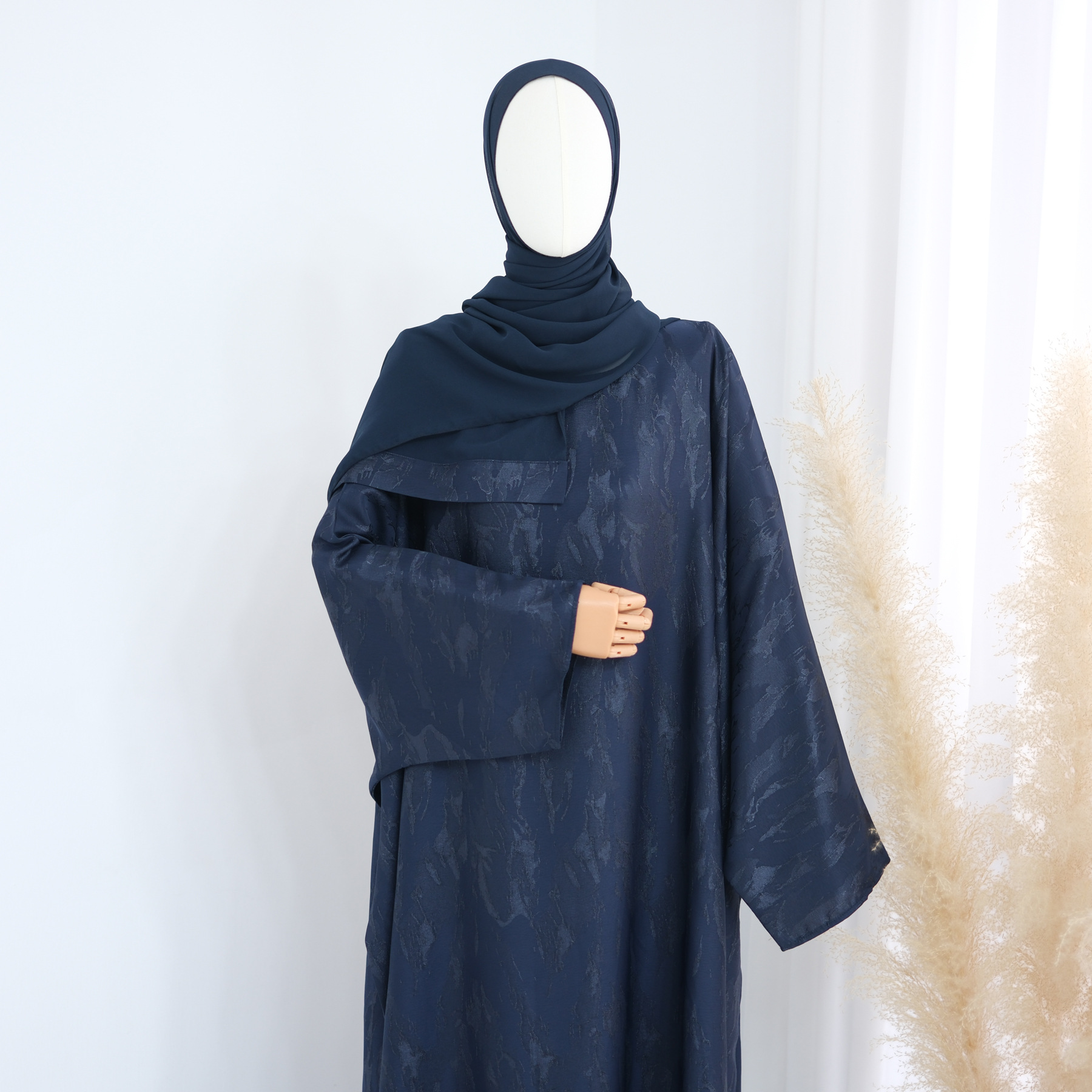 Robe bleue + foulard hjdb001